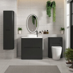 Royal Bathrooms Venice 800mm Matt Nocturne Black Freestanding Bathroom Countertop Vanity Unit 2 Drawer With Lyon Basin - thumbnail 4