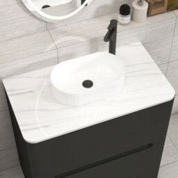 Royal Bathrooms Venice 800mm Matt Nocturne Black Freestanding Bathroom Countertop Vanity Unit 2 Drawer With Lyon Basin - thumbnail 6