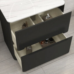 Royal Bathrooms Venice 800mm Matt Nocturne Black Freestanding Bathroom Countertop Vanity Unit 2 Drawer With Lyon Basin - thumbnail 5
