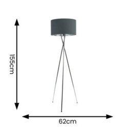 Valuelights Camden Chrome Tripod Floor Lamp With Charcoal/silver Shade - thumbnail 4