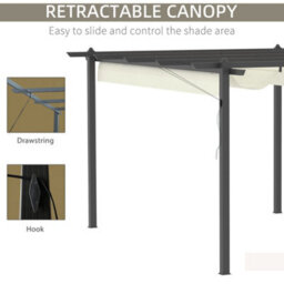 Outsunny 4 X 3(M) Aluminium Pergola Gazebo Garden Shelter W/ Retractable Roof - thumbnail 5