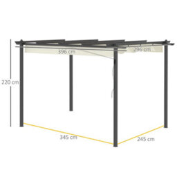 Outsunny 4 X 3(M) Aluminium Pergola Gazebo Garden Shelter W/ Retractable Roof - thumbnail 3