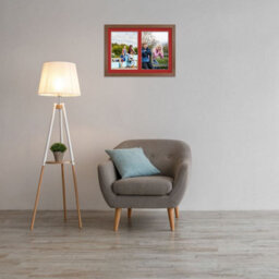 AK Frames 20X14 Walnut Modern Multi Photo Frame With Crimson Mount - Holds 2 Apertures (2X) A4 Photos - thumbnail 3