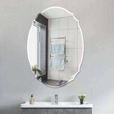 Living And Home Clear Glass Creative Wall Mounted Frameless Bathroom Mirror Vanity Mirror For Dressing Table 400 X 600 mm - image 1