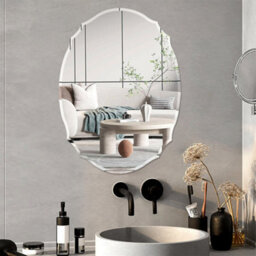 Living And Home Clear Glass Creative Wall Mounted Frameless Bathroom Mirror Vanity Mirror For Dressing Table 400 X 600 mm - thumbnail 2