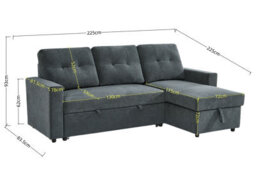 Mattress Guru Reegan L Shaped Corner Sofa Bed With Hidden Storage And Reversible Chaise, With Pocket Sprung Seats -Grey - thumbnail 5