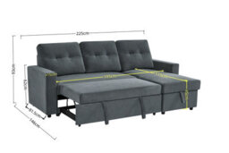 Mattress Guru Reegan L Shaped Corner Sofa Bed With Hidden Storage And Reversible Chaise, With Pocket Sprung Seats -Grey - thumbnail 6