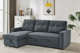 Mattress Guru Reegan L Shaped Corner Sofa Bed With Hidden Storage And Reversible Chaise, With Pocket Sprung Seats -Grey - thumbnail 2