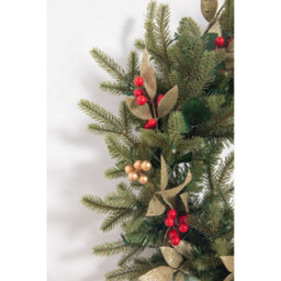 Evre 60 Cm Christmas Wreath With Artificial Berries, Golden Accents For Indoor, Wall Hanging Decoration - thumbnail 2