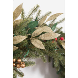Evre 60 Cm Christmas Wreath With Artificial Berries, Golden Accents For Indoor, Wall Hanging Decoration - thumbnail 3