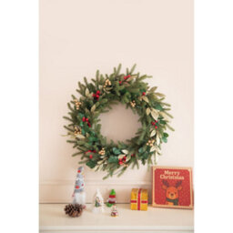 Evre 60 Cm Christmas Wreath With Artificial Berries, Golden Accents For Indoor, Wall Hanging Decoration - thumbnail 4