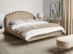 Beliani Bed Velvet Ambillou 160 X 200 Cm (Eu King Size) Taupe - thumbnail 2