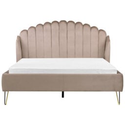 Beliani Bed Velvet Ambillou 160 X 200 Cm (Eu King Size) Taupe - thumbnail 5
