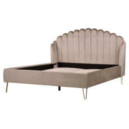 Beliani Bed Velvet Ambillou 160 X 200 Cm (Eu King Size) Taupe - thumbnail 4