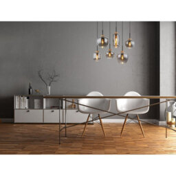 Luminosa Lighting Luminosa Matt Cluster Pendant Ceiling Light Matt Black Brown Smoke Glass Shade 6X E27 - thumbnail 5