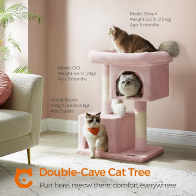 Cat Tree, Cat Tower, L, Cat Condo For Large Cats, Large Cat Perch, 2 Cat Caves, Scratching Post, Jelly Pink - image 1