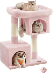 Songmics Cat Tree, Cat Tower, L, Cat Condo For Large Cats, Large Cat Perch, 2 Cat Caves, Scratching Post, Jelly Pink - thumbnail 8