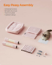 Songmics Cat Tree, Cat Tower, L, Cat Condo For Large Cats, Large Cat Perch, 2 Cat Caves, Scratching Post, Jelly Pink - thumbnail 7