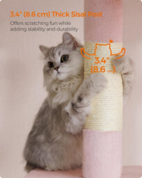 Songmics Cat Tree, Cat Tower, L, Cat Condo For Large Cats, Large Cat Perch, 2 Cat Caves, Scratching Post, Jelly Pink - thumbnail 5