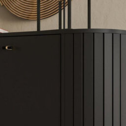 Modern Display Cabinet Highboard Storage Unit Metal Legs Black - thumbnail 3