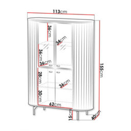Modern Display Cabinet Highboard Storage Unit Metal Legs Black - thumbnail 6