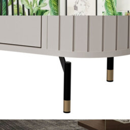 Modern Display Cabinet Highboard Storage Unit Metal Legs Black - thumbnail 5