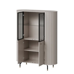 Modern Display Cabinet Highboard Storage Unit Metal Legs Black - thumbnail 4