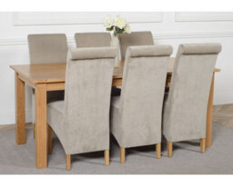 That's Furniture Oslo 180 X 90 Cm Large Oak Dining Table And 6 Chairs Dining Set With Montana Grey Fabric Chairs - thumbnail 3