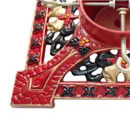 Holly International Cast Iron Christmas Tree Stand Victorian Decorative Red For Real Trees Up To 9Ft - thumbnail 2