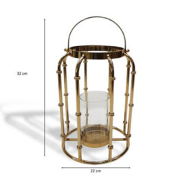 Contemporary Steel And Glass Lantern Ornament In Gold Finish 32Cm Tall - thumbnail 5