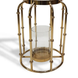 Contemporary Steel And Glass Lantern Ornament In Gold Finish 32Cm Tall - thumbnail 2