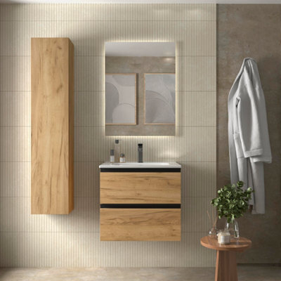 Cygnus bath Bequia Metal Vanity Unit 60Cm Oak Basin Ceramic - image 1