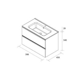 Cygnus bath Bequia Metal Vanity Unit 60Cm Oak Basin Ceramic - thumbnail 5