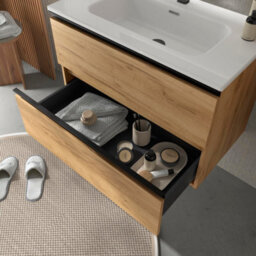 Cygnus bath Bequia Metal Vanity Unit 60Cm Oak Basin Ceramic - thumbnail 2