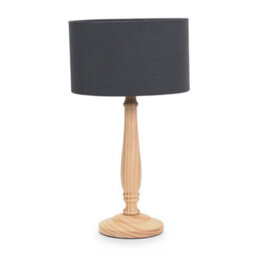 Valuelights Victoria Traditional Light Wood Candlestick Table Lamp With Charcoal Drum Shade - thumbnail 2