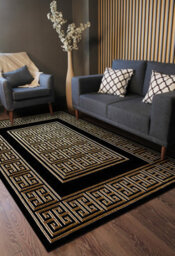 RugsX Carpet Allure 1968 Greek Key, Frame - Structural, Stylish, Glamour Black Gold 200X290 Cm - thumbnail 5