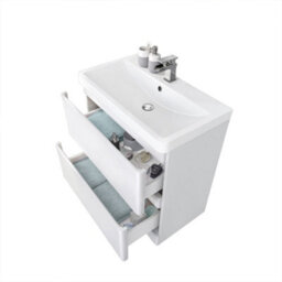 Rinse Bathrooms 800mm Free Standing Basin Vanity Cabinet Unit Bathroom Soft Close Drawers Storage Furniture Gloss White - thumbnail 4