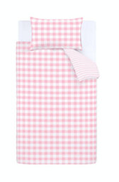 Bianca Fine Linens Bianca Bedding Check And Stripe Cotton Reversible Duvet Cover Set With Pillowcases Pink - thumbnail 5