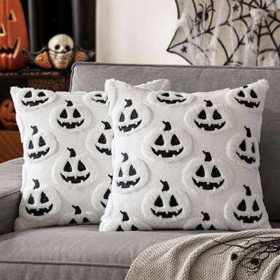 Amorly 2Pack 18 X 18 Inch White Autumn Pumpkin Pillow Covers, Halloween Cushion Cases, No Inserts, Home Patio Sofa & Couch Decoration - image 1