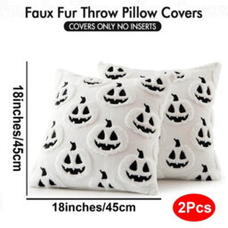 Amorly 2Pack 18 X 18 Inch White Autumn Pumpkin Pillow Covers, Halloween Cushion Cases, No Inserts, Home Patio Sofa & Couch Decoration - thumbnail 3