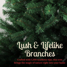 Evre Artificial Christmas Tree 7Ft 210Cm Extra Bushy 1200 Tips Strong Metal Stand -4/5/6/7/8Ft Available - thumbnail 5