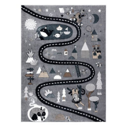 RugsX Carpet Fun Route For Children, Street, Animals Grey 80X150 Cm - thumbnail 2