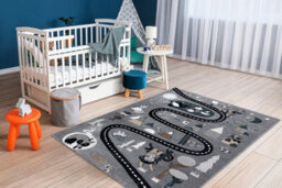 RugsX Carpet Fun Route For Children, Street, Animals Grey 80X150 Cm - thumbnail 4
