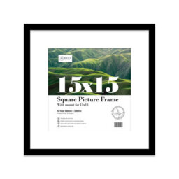 "15X15"" Black Picture Frame - 15X15"" Square Frame With 13X13"" Mount For 15X15""/13X13"" Pictures Art Deco Style Room Decor, 1 Pack" - thumbnail 1