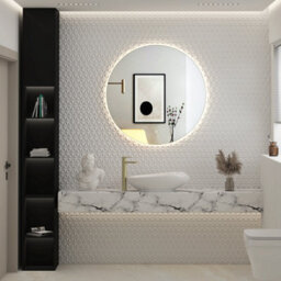 Royal Bathrooms Luton 800 X 800mm Brushed Brass Round Backlit Led Illuminated Bathroom Mirror Framed With Touch Sensor - thumbnail 4