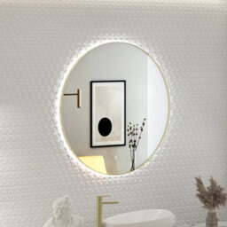Royal Bathrooms Luton 800 X 800mm Brushed Brass Round Backlit Led Illuminated Bathroom Mirror Framed With Touch Sensor - thumbnail 5
