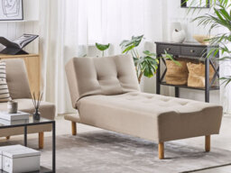 Beliani Chaise Longue Alsten Fabric Beige - thumbnail 2