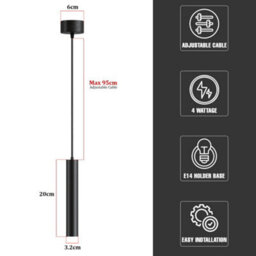 Single Head Chandelier 20Cm Aluminum Tube Pendant Light With E14 Crystal Bulb For Kitchen Dining Living Room Modern - thumbnail 2