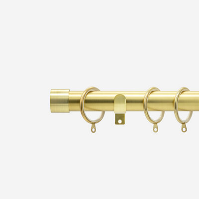Brushed Gold 28mm End Cap Fixed Length Metal Curtain Pole 50Cm - image 1