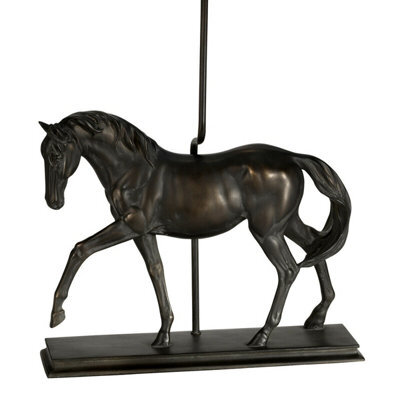 Elegant Large Horse Statuette Table Lamp With Bronze Patina Finish - image 1